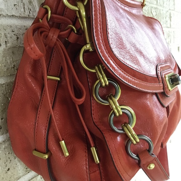 COACH®Flagship Chelsea Dowel Flap genuine leather Large Shoulder bag Orange - Picture 13 of 16